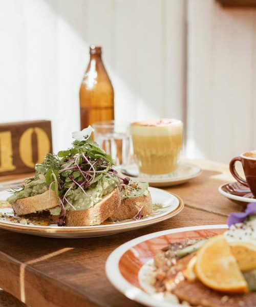 Folk-Avo-Smash Two Breakfast Options from Folk on a Table